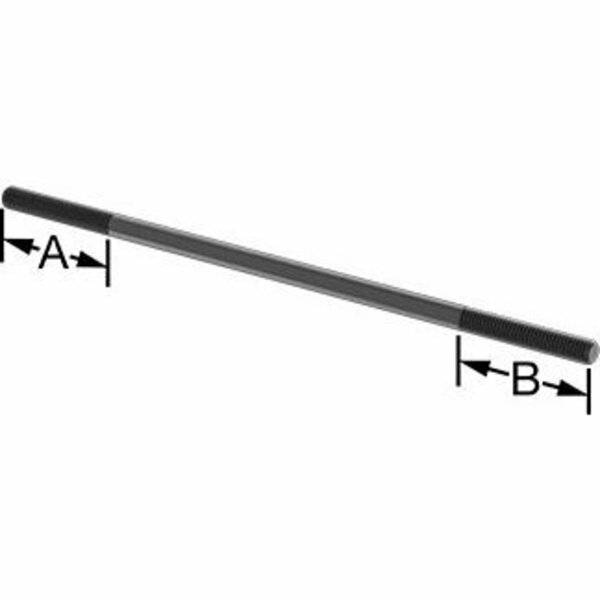 Bsc Preferred Black-Oxide Steel Threaded on Both End Stud M6 x 1 mm Thread 35 mm Thread Lengths 175 mm Long 93275A028